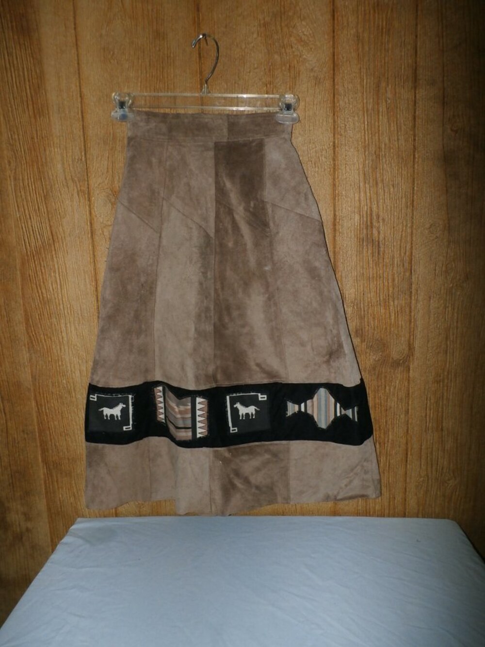 Vintage Handmade Western Horse Native American Suede Leather Skirt Size XS - Picture 8 of 16